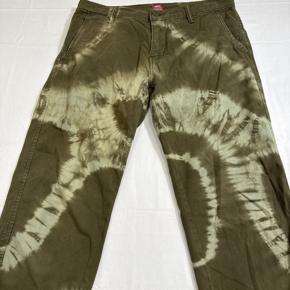 PANTS TAPER Levi's XX Chino Standard MENS 32x32 Regular Fit Green Tie Dye - Picture 2 of 9